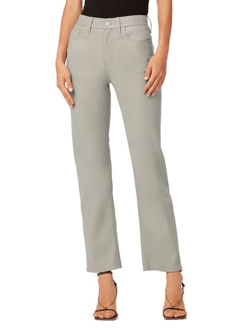NWT Hudson Jeans Remi High Rise Straight Faux Leather Pants Moonrock Size 33